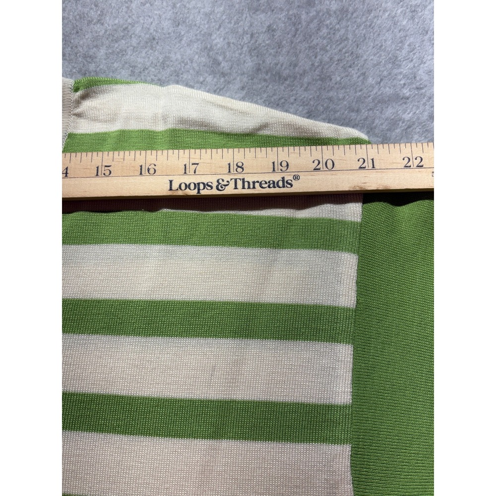 Royalty Culture Mens XL Green Striped Short Sleeve V-Neck Knit Sweater Top - Picture 4 of 9